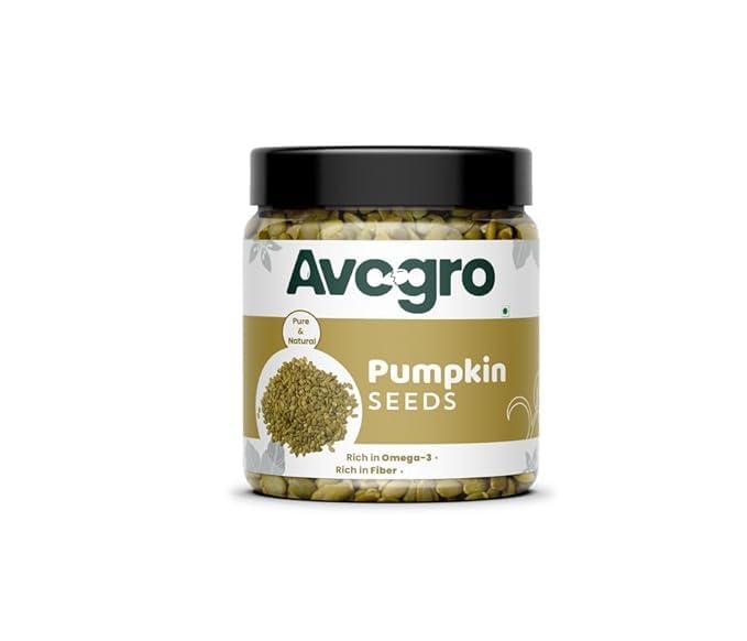 Image of Avogro Premium Pumpkin Seeds 250GM | Kaddoo Beej | Edible Seeds for Snacking, Topping & Baking | Raw & Natural Superfood Diet Snack | Rich Source Of Fibre | Resealable Jar Pack