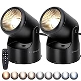 LiangJJ 2 Pack 12W Uplighting Indoor Uplights with Timer and Remote, Stepless Adjustable Color Temperature and Dimmable Floor Can Light, 6000K Accent Spot Lights for Plant, Artwork, Corner, Wall