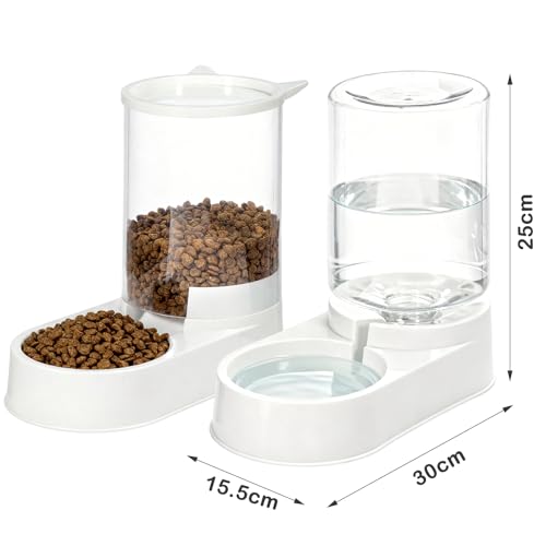 Trintion 2 Packs Automatic Cat Feeder and Water Dispenser Set 3.2L, Large Capacity Gravity Pet Food Bowl & Waterer for Cats and Small Medium Dogs - Image 2