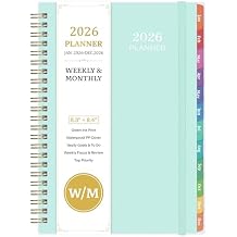 2026 Planner - Planner 2026 Weekly Monthly, Jan 2026 to Dec 2026, 6.4 x 8.5, Calendar 2026 with Transparent PP Cover, Green Ink Pages, Colorful Monthly Tabs, Back Pocket