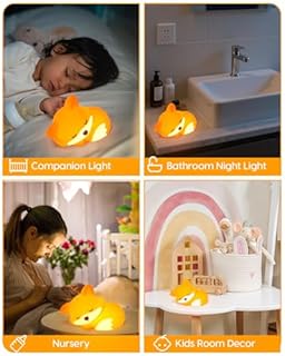 Amaredom Luce Notturna Volpe Simpatica Lampada LED in Silicone Dimmabile con Timer e Touch Control Perfetta per Camera dei Bambini, Comodino, Camera da Letto e Soggiorno