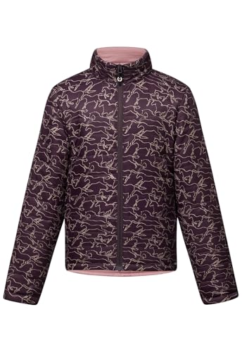 Kerrits Kids Round Up Reversible Quilted Equestrian Jacket – Warm Kids Horse Riding Coat for Winter, Fun Horse Print Design2
