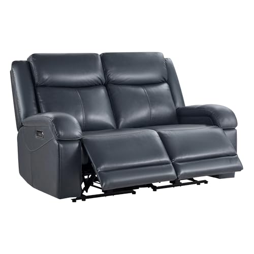 Watson & Whitely Genuine Leather Power Loveseat Recliner Sofa, 2