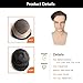 Hywel Toupee for Men with 100% Real Human Hair, Mono Top with Poly Coating Around Cap Mens Wig, Straight Wave Hair Pieces Replacement for Men System Off Black #1B (6 * 8 Inches)