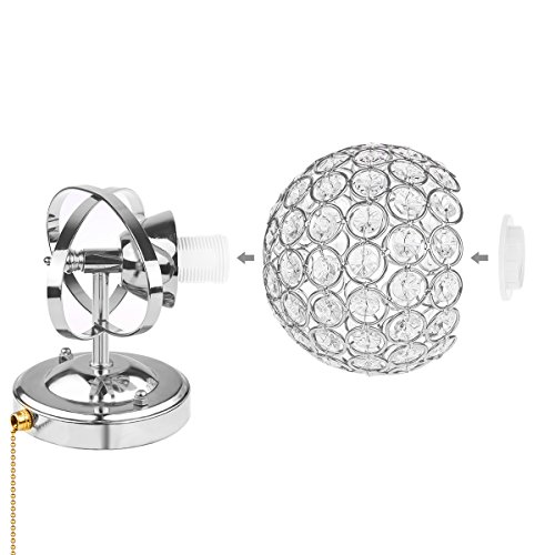 Sunsbell Crystal Wall Light Modern Wall Sconce With On/Off Swtich - Chrome Finish Lighting Fixtures (Silver) #TOP6