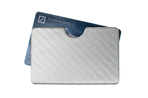 Preisvergleich Produktbild Schutzhülle Bankkarte, EC-Karte, Ausweis, Gesundheitskarte, Aluminium RFID / NFC Schutz - Carbondesign silber waagerecht