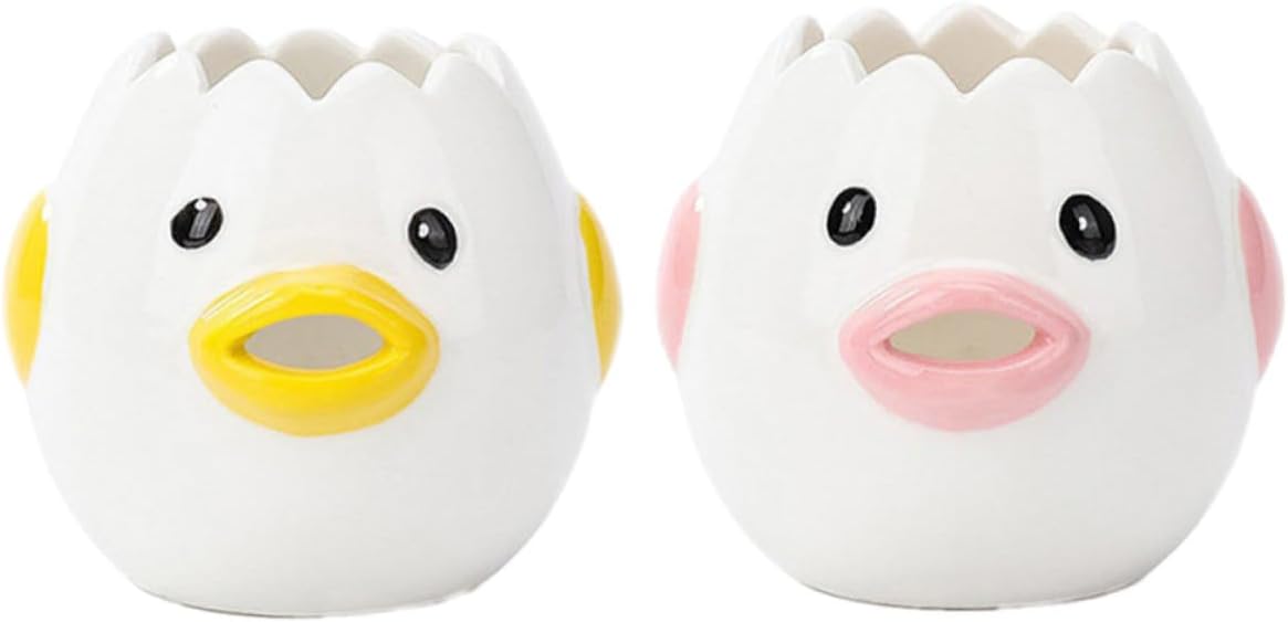 2 Pcs Cute Ceramic Egg White Separators Practical Kitchen Baking Tools for Simple Egg Yolk Filtration and Extraction for Home Coffee Shop Hotel Use
