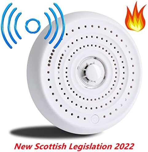 SAFE TECH Wireless Interlinked Heat Detector, with Built in 10 Year Battery AJ-718i BS 5446-2:2003 Compliant with Scottish Legislation (1 Pcak)