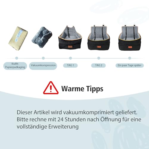 Hunde Autositz für kleine bis mittlere Hunde, Waschbarer hundesitz Auto mit Aufbewahrungstaschen, Ansteckbare Leine,verdickter Hundeautositz Sitzerhöhung Hundebett Auto für Rückbank Vordersitz