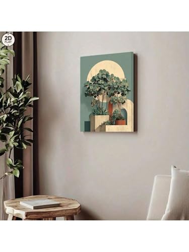 Impression murale abstraite végétale décoration minimaliste beige