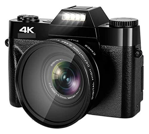 Video Camera Camcorder, Digital Photo Camera Vlog Camcorder For Webcam Wide Angle 16X Digital Zoom 48MP Photography 3 Inch Flip Screen(With 32GB TF card,With 2 Lens-01)
