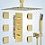 Bostingner Shower Jets System in Wall, 16 Inch Thermostatic Rainfall Shower System with 6 Body Spray Jets (Can All Run Together) Full Body Spray Shower System, Shower Valve Included, Brushed Gold