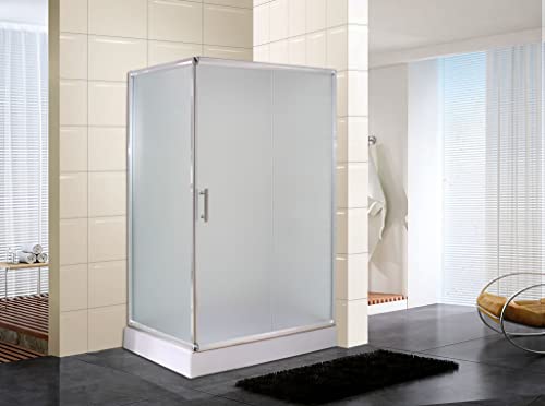 Ottima durata nel tempo BOX DOCCIA CABINA BAGNO 80X100 CM VETRO OPACO TRASPARENTE SCORREVOLE ANGOLARE - OPACO