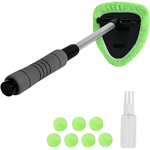 X XINDELL Windshield Cleaner -Microfiber Car Window Cleaning Tool with Extendable Handle and Washable Reusable Cloth Pad Head Auto Interior Exterior Glass Wiper Car Glass Cleaner Kit (Extendable) Cover