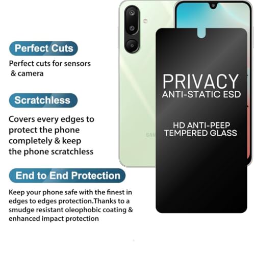 Image of Compatible with Motorola g45 5G, Motorola G34 5G Privacy Screen Protector - Anti-Spy Tempered Glass, Scratch Resistant, Privacy in Public Spaces (For Moto G34, G45) - Pack of 1