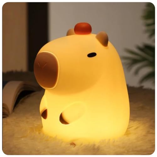 Luminária de Silicone Capivara Capybara - Luz Noturna LED Recarregável USB Decoração Quarto - Night