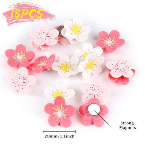 Imanes decorativos de flores rosa, pack de 18 miniatura 3