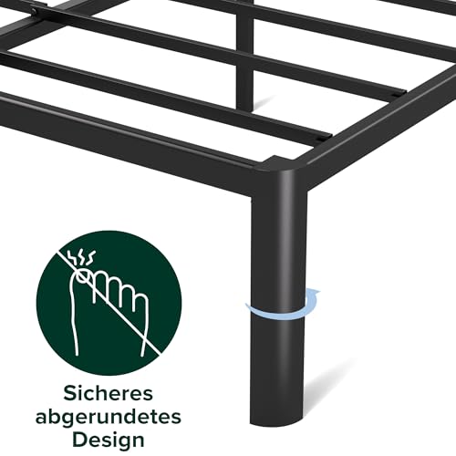 Zinus Van Bettgestell 140x200 cm - Metallbett 140x200 mit Metall-Lattenrost - 41 cm Hohe Plattform mit Freiraum Darunter - Kein… – Ansicht 4