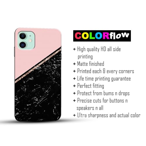Image of COLORflow Back Cover Compatible with iPhone 11 | Beautiful Black Pink Marble | Designer Printed Hard CASE Bumper Back Cover Compatible with iPhone 11