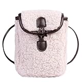 Mei Gu Dong Fashion Women's Diagonal Straddle Bag, Lamb Fleece Mobile Wallet (Beige)