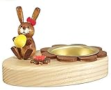  Rudolphs Schatzkiste Osterhäsin auf Sockel mit gelben Ei Höhe ca 5cm NEU Erzgebirge Osterdeko Osterfigur