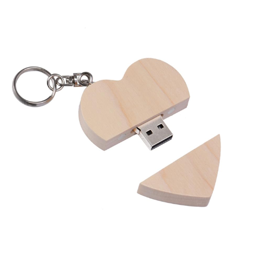 10 PZ chiavette USB 2.0 da 64GB Flash Drive memoria USB stick in legno a forma di cuore (2.0 64GB, Heart Shape-1)