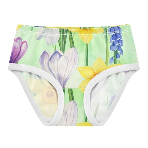 Cotton Girls Underwear Toddlers Watercolor Spring Flowers Green Girl Panties Cute Animals Underpants Briefs 2t