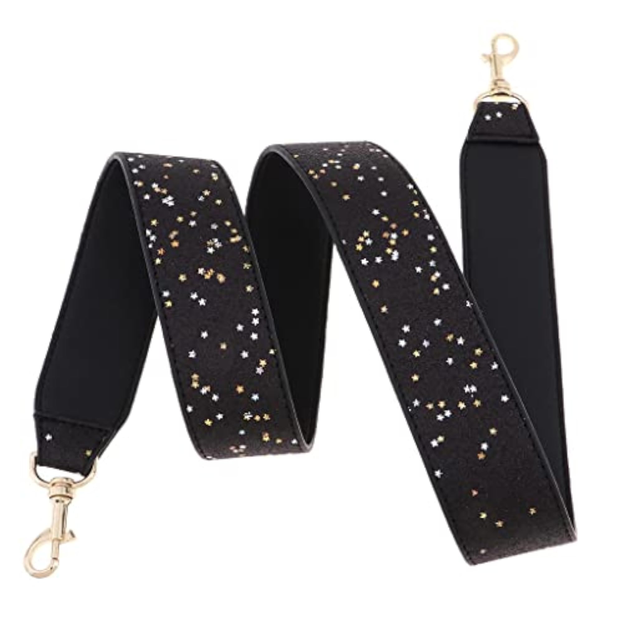 Black PU Leather Shining Star Crossbody Bag Strap Replacement