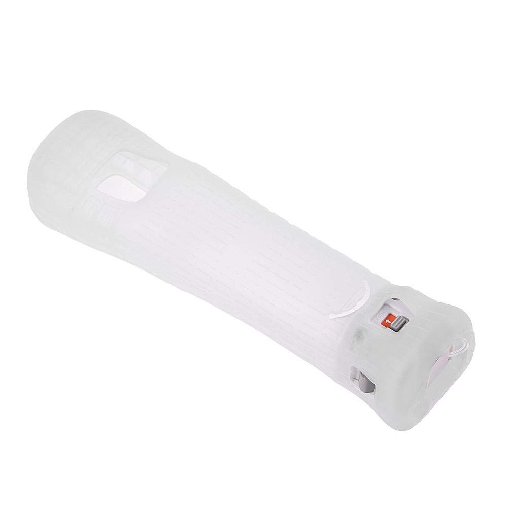 Étui en Silicone avec Adaptateur de Capteur Motion Plus pour Nintendo Wii Manche Télécommande(Blanc)