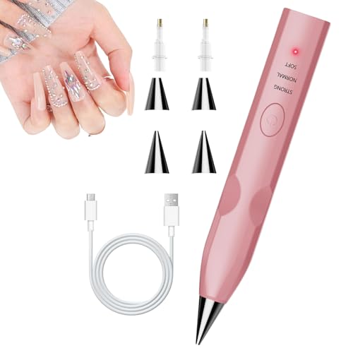 Gem Art Pen - 3段階調整可能 電動ドットペン ビーズアート用替え芯付き - コードレス充電式 コースター アクセサリー キーホルダー 刺繍フレーム手芸作品制作キット