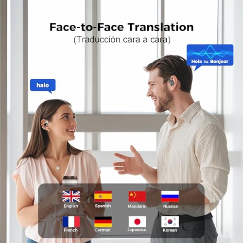 KI Übersetzer Kopfhörer, 3-in-1 Echtzeit Sprachübersetzer Kopfhörer 135 Sprachen Echtzeit-Übersetzung mit 7 Modi, Bluetooth 5.4 48H Übersetzer Ohrhörer für Lernen/Reisen/Businessmit Digitalanzeige&App