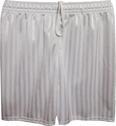 22YardsPro Boys Girls & Adults Shadow Stripe School Sports Football Rugby PE Shorts UK (White, 15-16 Years)