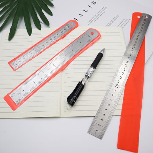 9 Pcs Stainless Steel Ruler Double Side Metal Ruler for Cutting Precision Straight Edge Measuring Tool for Engineering Teaching Home Office (15 20 30 cm) - Image 4
