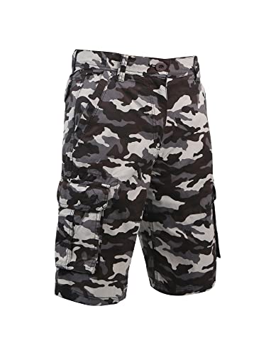 COEVALS CLUB Men's Casual Cargo Twill Multi Pockets Outdoor Relaxed fit Premium Camo Shorts(#3 Anthracite Camo 36)