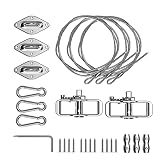 E&K Sun Shade Sail Hardware Kit- Tension Cable Winch Kit with Pad Eyes Hooks Sunshades Installation