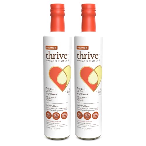 Thrive Algae Cooking Oil - Premier Culinary Blend Heart and Health-Conscious Oil Rich in Omega-9 Monounsaturated Fat (90%) Very Low Omega-6 16.9 fl oz 2 Pack
