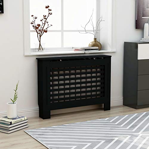 Bopdu Radiator Cover Heating Cabinet Shelf, MDF Household Living Room Heater Heating Side Stand Radiator Cover Cabinet Shelf Black 44.1
