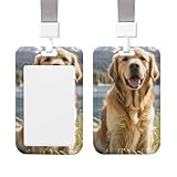 Verschiebbarer Ausweishalter, Kunststoff, vertikaler Ausweishalter für Büro, Golden Retriever, Ausweishülle, Schutz für Arbeit, Ausweishalter für Fahrer, Krankenschwester, Führerschein, Pässe