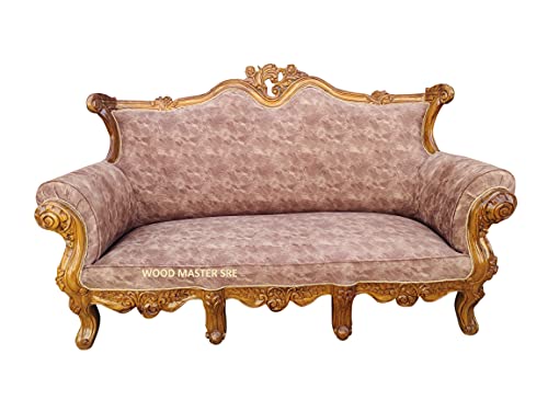Image of Luxury Wooden Teakwwood Five Seater Sofa Set for Living Room (Honey Brown) Solid Wood Outdoor Chair 5 Seater Sofa | (13)