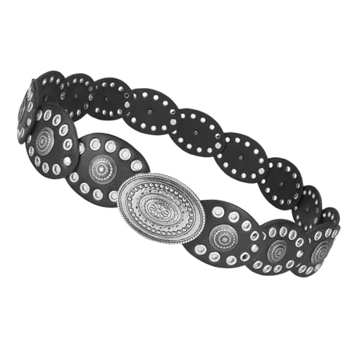Ceinture style cowgirl aux finitions soignées et ornements métalliques