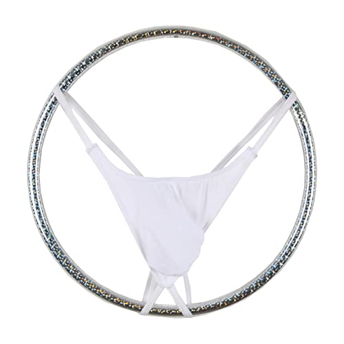 Maiclaice Men's Ice Silk Solid Thong G String Tiny Low Rise Slim Fit Bikini Microfiber Briefs Seamless Underwear White Large #TOP22
