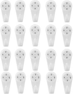erioctry 20PCS White Durable Non-Trace Wall Picture Hook Powerful Concrete Hard Wall Drywall Picture Hooks Hanging Hook for Picture Photo Frame Clock Hangers