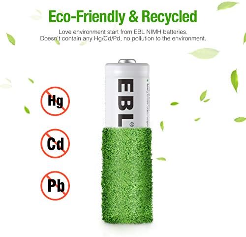 EBL AA Rechargeable Batteries 2800mAh, 8 Counts High Performance 1200 Tech Ni-MH Batteries