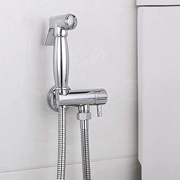 Brand Brass Chrome HandheldSpray Shower Set Toilet Shattaf Sprayer Douche kitFaucet with Hose and Holder