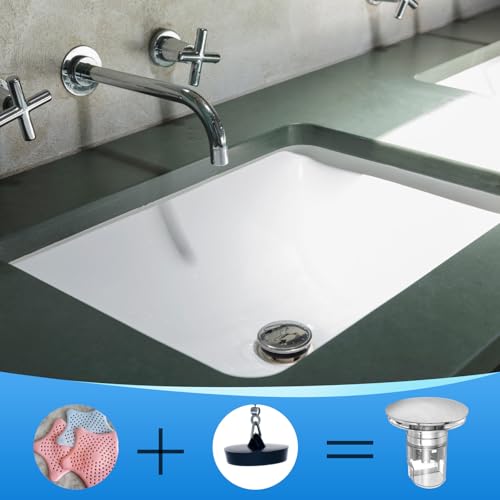 Tapón de fregadero baño con filtro y sello, plateado miniatura 4