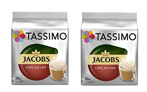 TASSIMO JACOBS CAFE AU LAIT - Pack of 2 (Total 32 Servings, 32 t-discs) T-disc Capsules Variety Pack / coffee pods