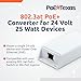 PoE Texas 48v to 24v PoE Converter - Inline PoE Splitter with 24 Volt 25 Watt PoE or DC - Converts IEEE 802.3at PoE+ to 24V Passive PoE or 24V DC Output with Gigabit Data for Ubiquiti and Mikrotik