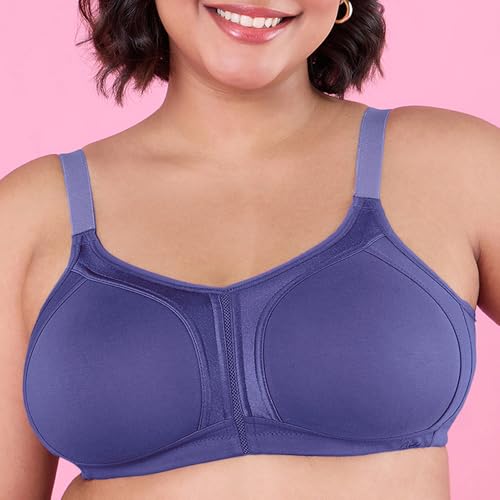 Image of NYKD NYB101B Cotton Non Padded Non Wired Full Coverage Everyday Bra M-Frame Bounce Control (Plus