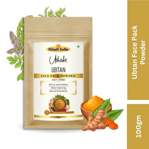 Image of Khadi Ubtan Face Pack Powder 100g | For Breakouts, Tanning & Glowing Skin | With Turmeric, Besan, Rose Water & Sandalwood Powder | Removes Dirt & Impurities | Face Pack for Men & Women