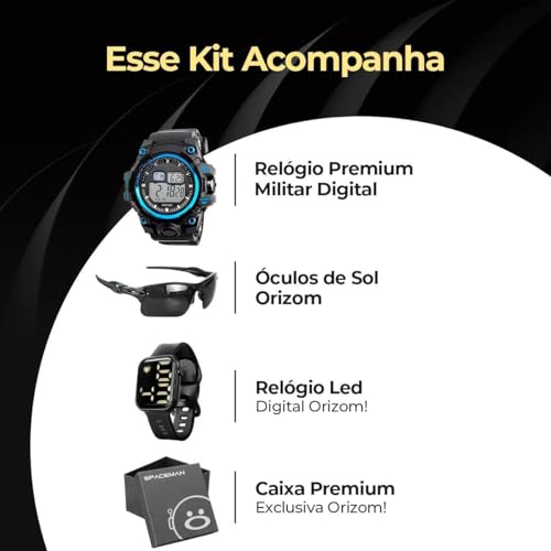 Kit Presente Homem: Relogio Esportivo Militar A Prova D'água 30m Cronometro + Digital Casual Social